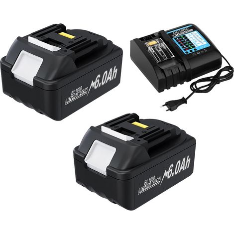 Batterie de remplacement, haute capacité, compatibilité polyvalente, 2 6.0Ah 4A Chargeur (1/2)
