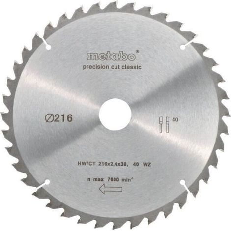Metabo Lame de scie circulaire HW/CT 216 x 30 x 2,4/1,8 - Metabo Lame de scie circulaire HW/CT 216 x 30 x 2,4/1,8