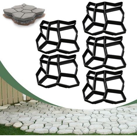 Wolketon 5 piezas Molde de plástico para hormigón para exteriores: creación de losas y caminos de jardín, anticorrosión y duradero