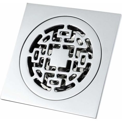 Carré Canal de drain de douche Cheveux catcher, Cuivre Anti odeur Douche, siphon de cheveux Grand-déplacement Douche Les grilles d’écoulement-10x10cm (1/5)