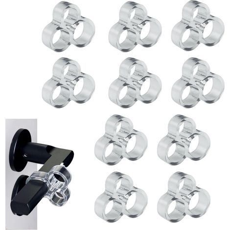 APEX Lot de 10 patins de protection transparents pour poignées de porte, à 3 trous, pour protéger les murs et les meubles. (1/5)
