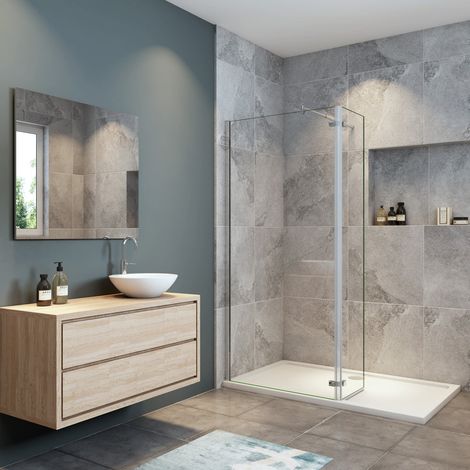 Océan Paroi De Douche 120x200cm+40x200cm Paroi Avec Un Retour Verre Anticalcaire (1/5)