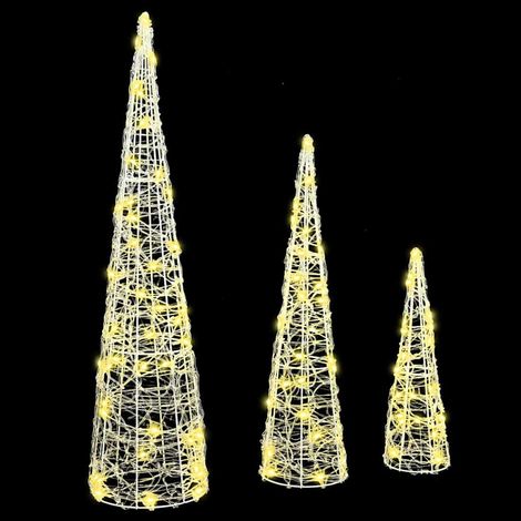 Sapin de Noël，Arbre de Noël 3 pcs Blanc chaud 20 x 20 x 80 cm Acrylique CFW17303 (1/5)