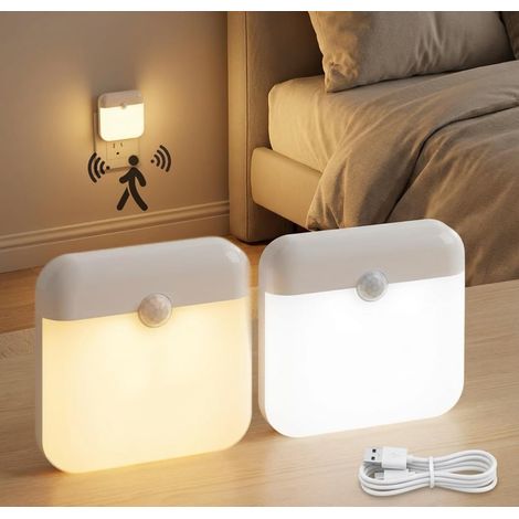 Kindfiber OÜ-Lot de 1Veilleuse Detecteur de Mouvement Lampe LED avec Capteur de Crépuscule Magnétique 6000K Blanche Chaude Veilleuse Enfant Rechargeable (1/5)
