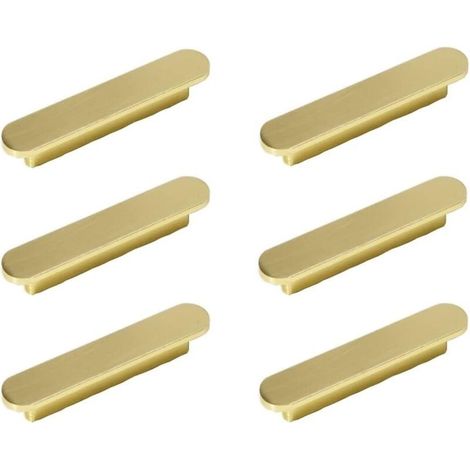 6pcs poignées Laiton Brossé Poignee de Meuble Cuisine Or poignées de placard Poignée de Meuble en Laiton Brossé Entraxe 64mm (1/4)