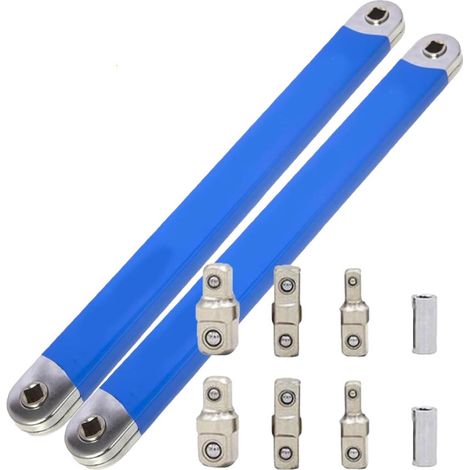 Cable de extensión, llave de carraca eléctrica de doble extremo ajustable y extensible, 2 piezas, azul (1/5)
