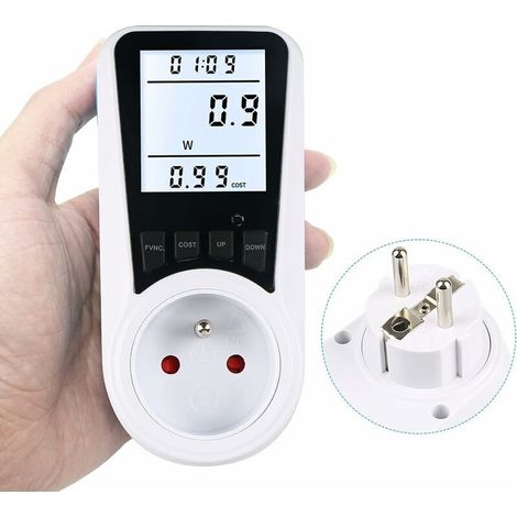 Plug-in Wattmeter, AC 230V Energy Meter, Power Consumption Meter, Electricity Usage Monitor Plug with LCD Screen - French Plug, Oi-FRIS, Oi-FRIS (1/4)