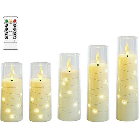Set mit 5 flammenlosen LED-Kerzen mit Flackereffekt, batteriebetrieben, für ein romantisches Ambiente und als Innendekoration. (1/5)