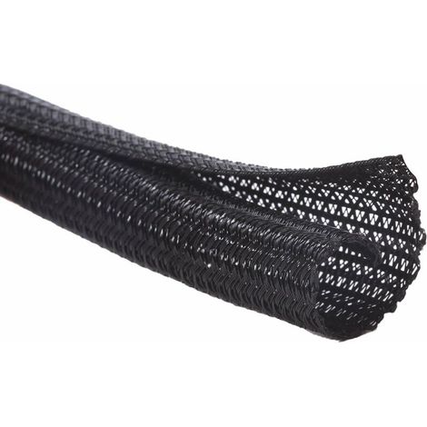 Gaine de gestion de cables auto-fermant — Diamètre 13 mm, Longueur 100 m, Matériau noir ignifuge — Pour une organisation et une gestion pratiques (1/5)
