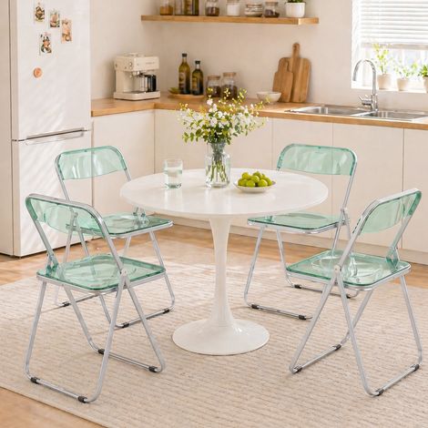 Lot de 4 chaises pliantes en acrylique transparent, vert (1/5)