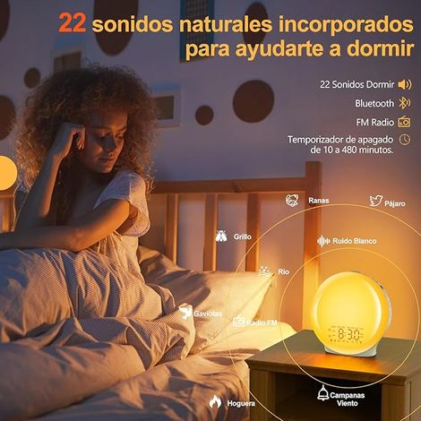Sveglia luminosa Bluetooth, simulazione alba/tramonto, radio FM per i sonnellini, sveglia per bambini (1/5)