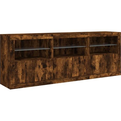 Credenza cassettiera mobile contenitore organizer cucina soggiorno salotto con luci LED 1815 x 37 x 67 cm marrone 020029877