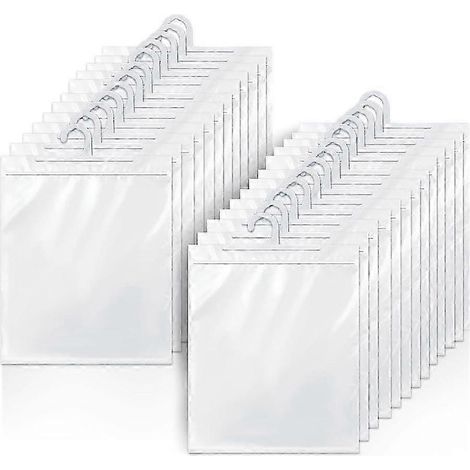 Sacs de rangement suspendus, paquet de 24, grands crochets, sacs en plastique transparent de 10 x 12,5 pouces, adaptés aux salles de classe, bibliothèques, etc. (1/5)