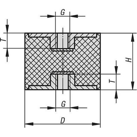 KIPP Gummipuffer Typ C Innengewinde M08 Ø30 H40 Edelstahl 1.4401 Elastomer (1/2)