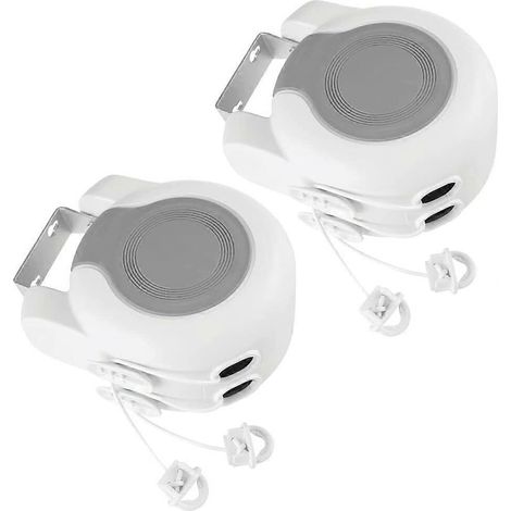 Étendoir à linge extensible mural intérieur/extérieur en plastique et métal, 12,8 m, lot de 2, blanc (1/5)