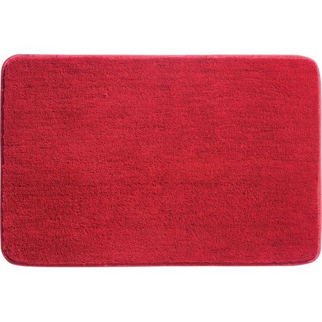 Tapis de Bain, Antidérapant Tapis Salle de Bain Épaissi Tapis Sortie de Douche Absorbant Tapis de Sol Ultra Doux en Microfibre, Rouge, 80 x 120cm (1/4)