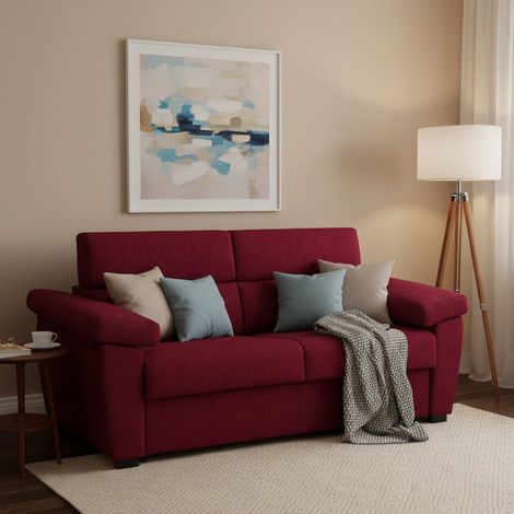 3-Sitzer Schlafsofa Trino, abziehbar, Stauraum, Made in Italy, waschbar, 225x95 cm Rot (1/5)