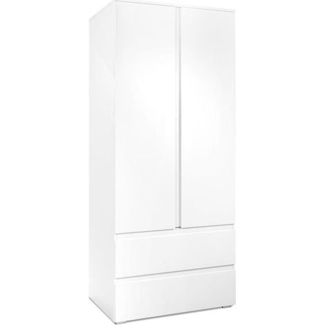 Calicosy – Armoire 2 portes battantes – 2 tiroirs – 80x191x55 cm – Panneaux de particules – Meuble moderne pour chambre (1/6)