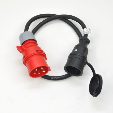 Adapterkabel CEE Stecker 400V/16A 5-pol Schukokuppl. 230V 1,0 m
