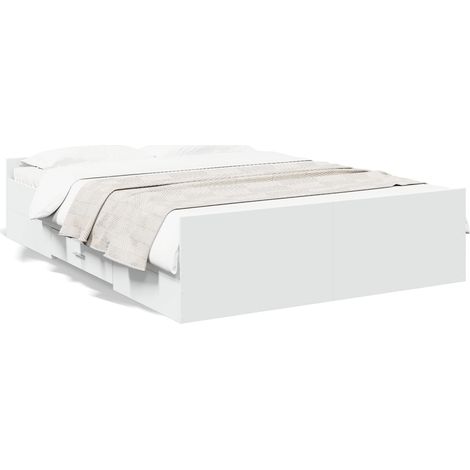 Cadre de lit à tiroirs blanc 120x190 bois d'ingénierie (1/5)