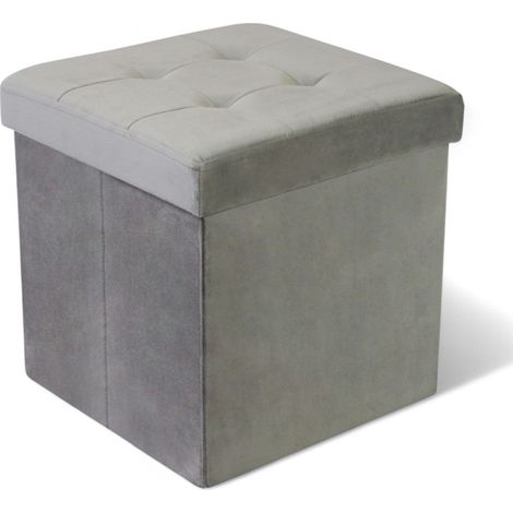 Pouf contenitore quadrato velluto tortora pratico elegante dimensioni compatte 38x38x38 cm perfetto per riporre oggetti (1/5)
