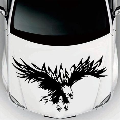 pegatinas para el capó del coche, pegatina creativa con diseño de águila, pegatina impermeable para el capó del coche, pegatina de decoración para el hogar, color negro. (1/4)