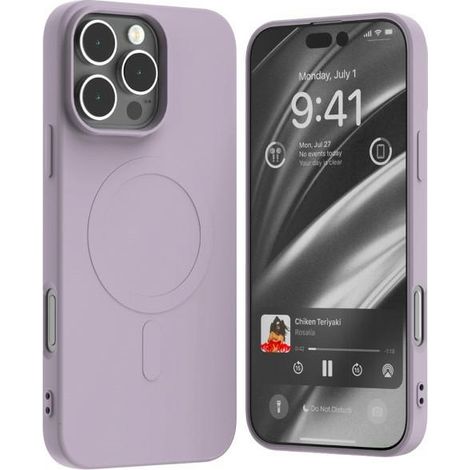 Funda Mercury MagSafe de silicona semipermanente para iPhone 16 Pro Max de 6,9 pulgadas, color lila.