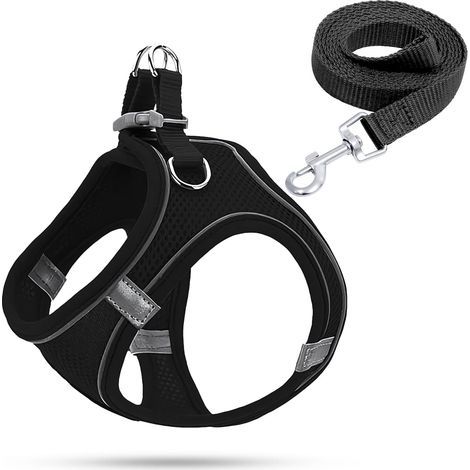 Harnais Chiot,Garnais Chien Lumineux,Harnais Anti Traction pour Petit Chien(Noir,S) (1/5)