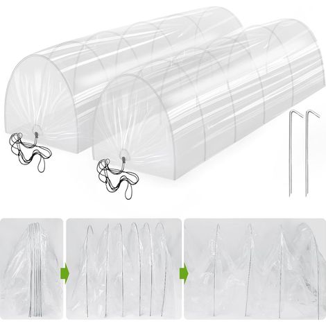Tunnel de serre arche en film PE pour protéger les plantes du froid en hiver, abri de culture extérieur, Composition : 1 pièce, dimensions : 300 cm × 45 cm × 45 cm, film PE,Couleur : blanc (1/5)