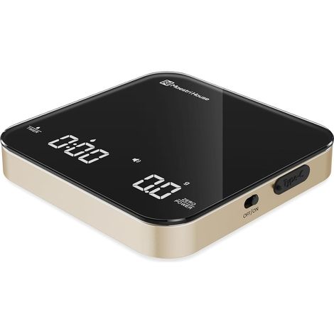 Mini balance à café rechargeable avec minuterie, balance précise de 2 kg/0,1 g pour expresso et café verseur, balance de cuisine numérique portable avec minuterie automatique (noir et (1/5)