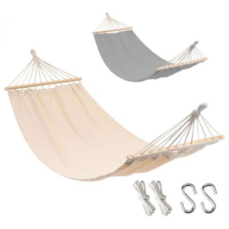 Linxor – Hamac 2 personnes 150 x 270 cm – Mélange coton et polyester 300 GSM – Charge maximale 200 kg – Installation facile avec cordes ou crochets (1/5)