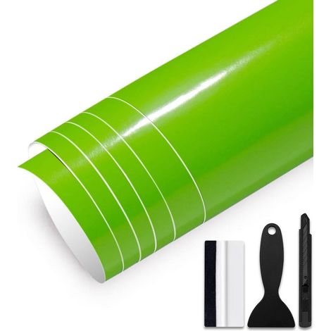 Autofolie Glanz Grün 30x150cm mit Luftkanälen & Werkzeug-Kit (1/5)