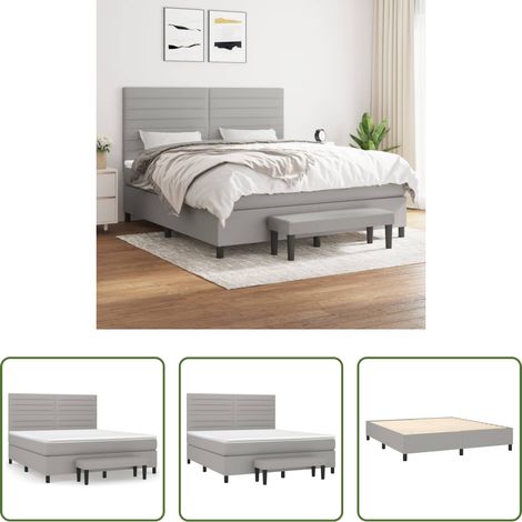 vidaXL Kopfteil - Boxspringbett mit Matratze Hellgrau 180x200 cm Stoff (1/5)