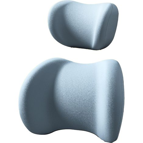 Coussin appuie-tête et coussin lombaire lavable et portable pour sièges auto, idéal pour les voyages en voiture. (1/5)