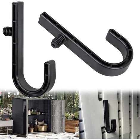 Set di 2 nuovi ganci a J, compatibili con le scaffalature Suncast/Craftsman. Accessori per casette da giardino, scaffali per esterni, montaggio a parete e organizzazione del garage. (1/5)