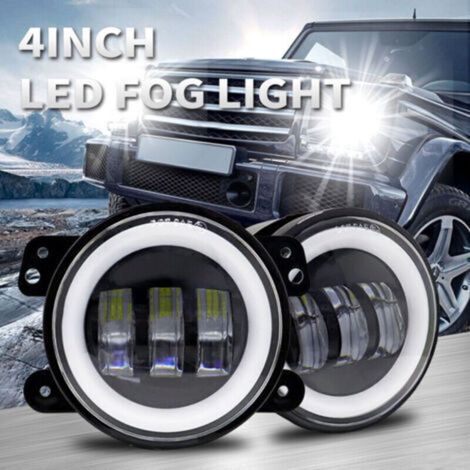 Feux antibrouillard LED 4 pouces pour Jeep Wrangler JK/TJ – Lot de 2, compatible General Motors, aluminium résistant (1/4)