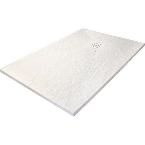 ONDEE ZEN - Receveur de douche NARA - Antidérapant Découpable 70x90 cm Résine Blanc Bonde