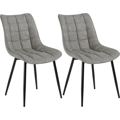 Woltu – Lot de 2 chaises de salle à manger en similicuir – pieds en métal – confort optimal – hauteur d'assise 46.5 cm – gris (1/5)