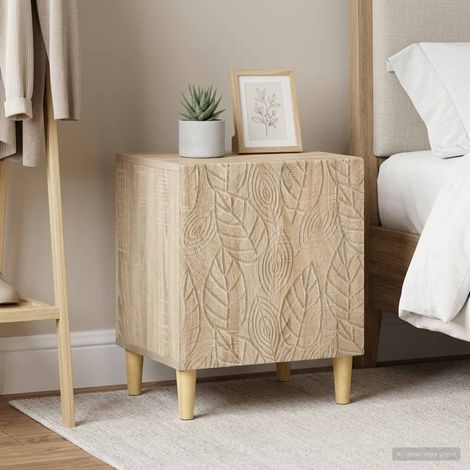 Lot de 2 tables de chevet en bois d’ingénierie, chêne Sonoma, 43 x 34,5 x 50 cm - PANGIVO (1/5)