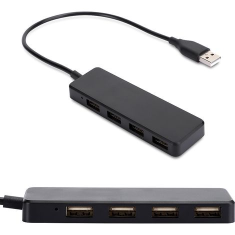 Hub USB 3.0 haute vitesse pour ordinateur portable, 4 ports, ultra-fin, portable, avec lumière bleue (1/5)