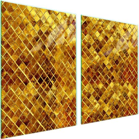 Plaque de protection en verre pour poêle 2x45x52 Miel (1/5)