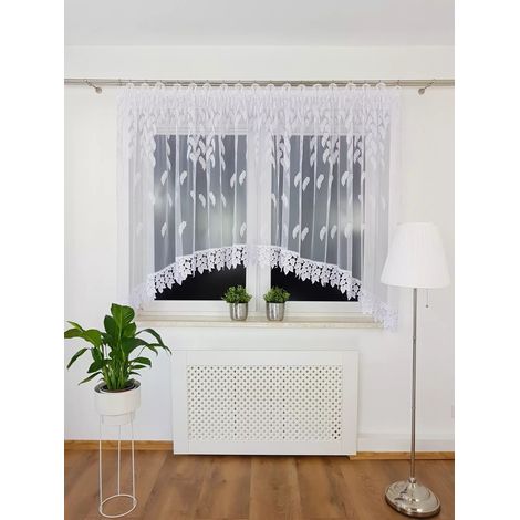 Tenda a marquisette ricamata con foglie 400x160 (1/5)