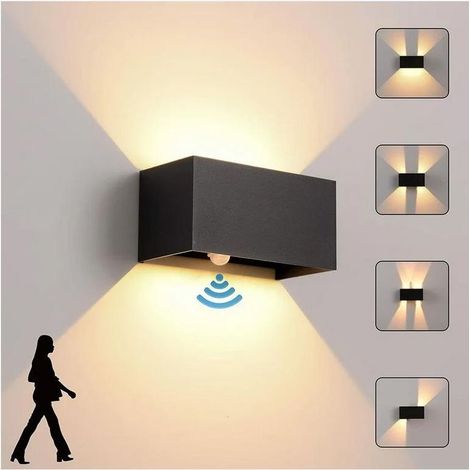 NALOOKAMIC Applique Murale intérieur/Extérieur avec Détecteur de Mouvement，LED 24W Moderne Luminaire Murale,Éclairage Mural Etanche IP65 3000K blanc chaud,Appliques Murales avec Angle de Faisceau Régl (1/5)