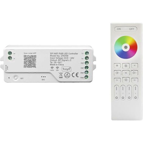 Contrôleur LED RGB WIFI TUYA SPI DR03W Blanc - Variateur d'intensité (1/5)