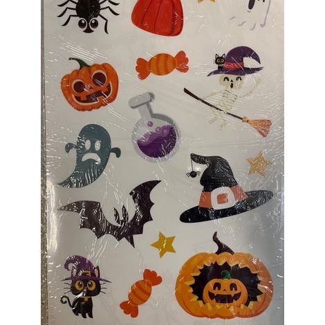 Autocollants Halloween pour fenêtre - 2 grandes feuilles - Motif fantôme - Décoration d'Halloween - Thème horreur (1/5)