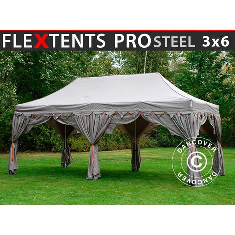 Pop up gazebo FleXtents PRO Steel "Raj" 3x6 m Latte/Orange