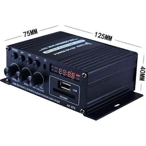 • Amplificateur audio stéréo HiFi 400 W (2 x 200 W) pour voiture et maison, avec caisson de basses, Bluetooth et EDR Audio LE