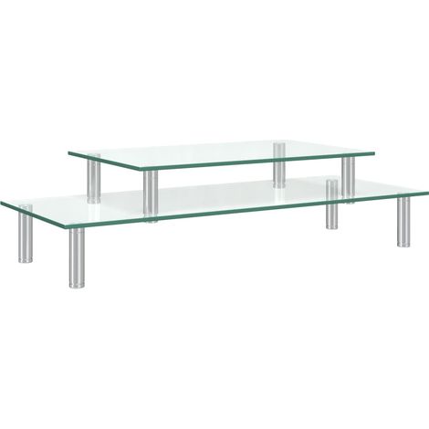 INLIFE Support de moniteur à 2 niveaux Verre transparent (1/5)