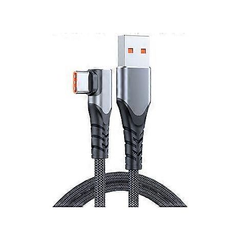 Câble USB tressé vers USB-C pour transfert de données rapide, 6 A/66 W, câble de charge durable, large compatibilité, gris. (1/5)