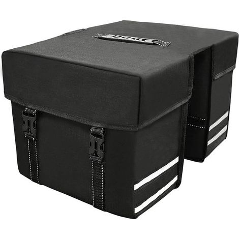 Sacoche double 25 L pour vélo – Noire – Détails réfléchissants – Pour porte-bagages arrière – Vélo électrique et tout-terrain (1/5)